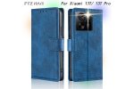 Чехол-книжка для Xiaomi 13T и 13T Pro MyPads, противоударный, крокодиловая кожа, синий