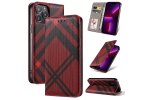 Чехол-книжка MyPads для iPhone 15 Pro Max из качественной импортной кожи с визитницей и мульти-подставкой красный