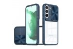 Чехол панель-бампер MyPads «Finestra acrilica» для Samsung Galaxy S23 Plus + из пластика с закрывающейся камерой с защитной шторкой заглушкой для камеры прозрачная синяя